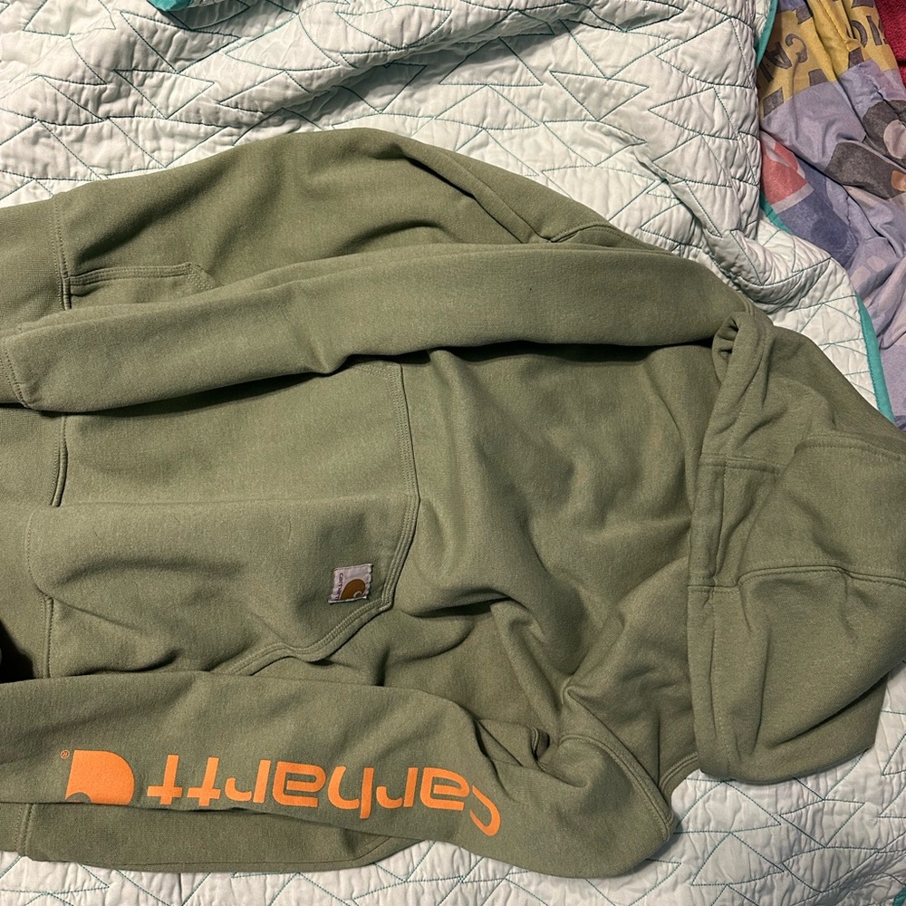 Carhartt Olive Green Hoodie with Kangaroo Pocket
